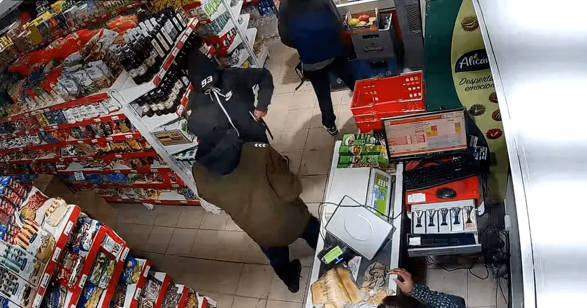 Video: cinco delincuentes asaltaron un supermercado de Los Hornos y amenazaron a un nene de 8 años